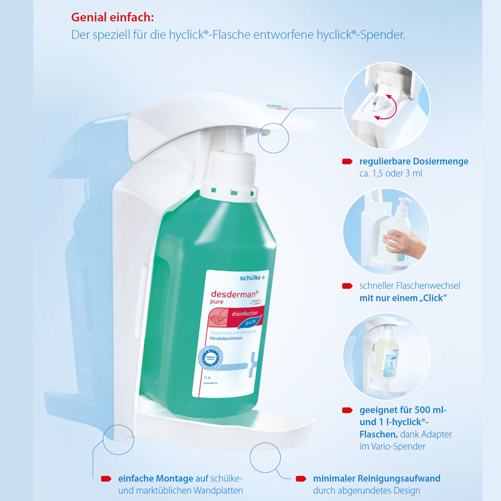 schülke+ hyclick® Präparate-Spender Vario 500 ml / 1000 ml