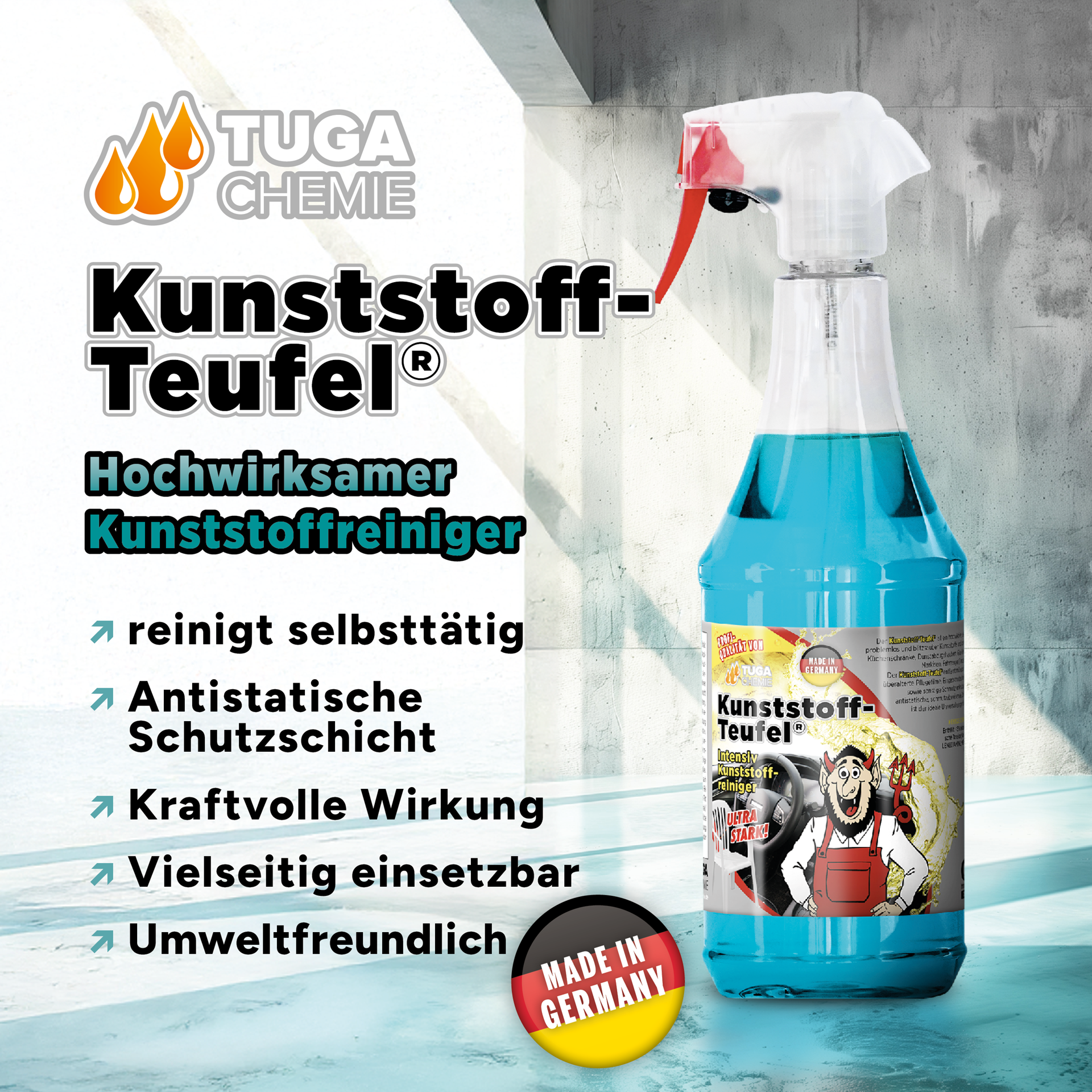 TUGA Chemie Kunststoff-Teufel® Universalreiniger – 1 L / 5 L