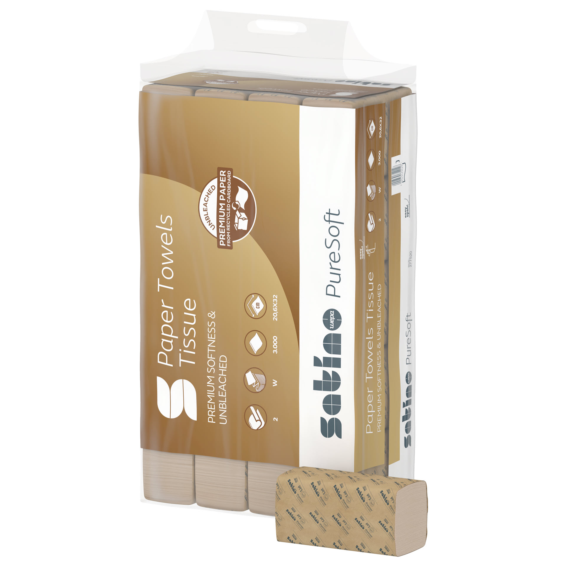 WEPA Satino PureSoft Premium Handtuchpapier Format W-Falz beige - 20,6 x 32,0cm - 277520