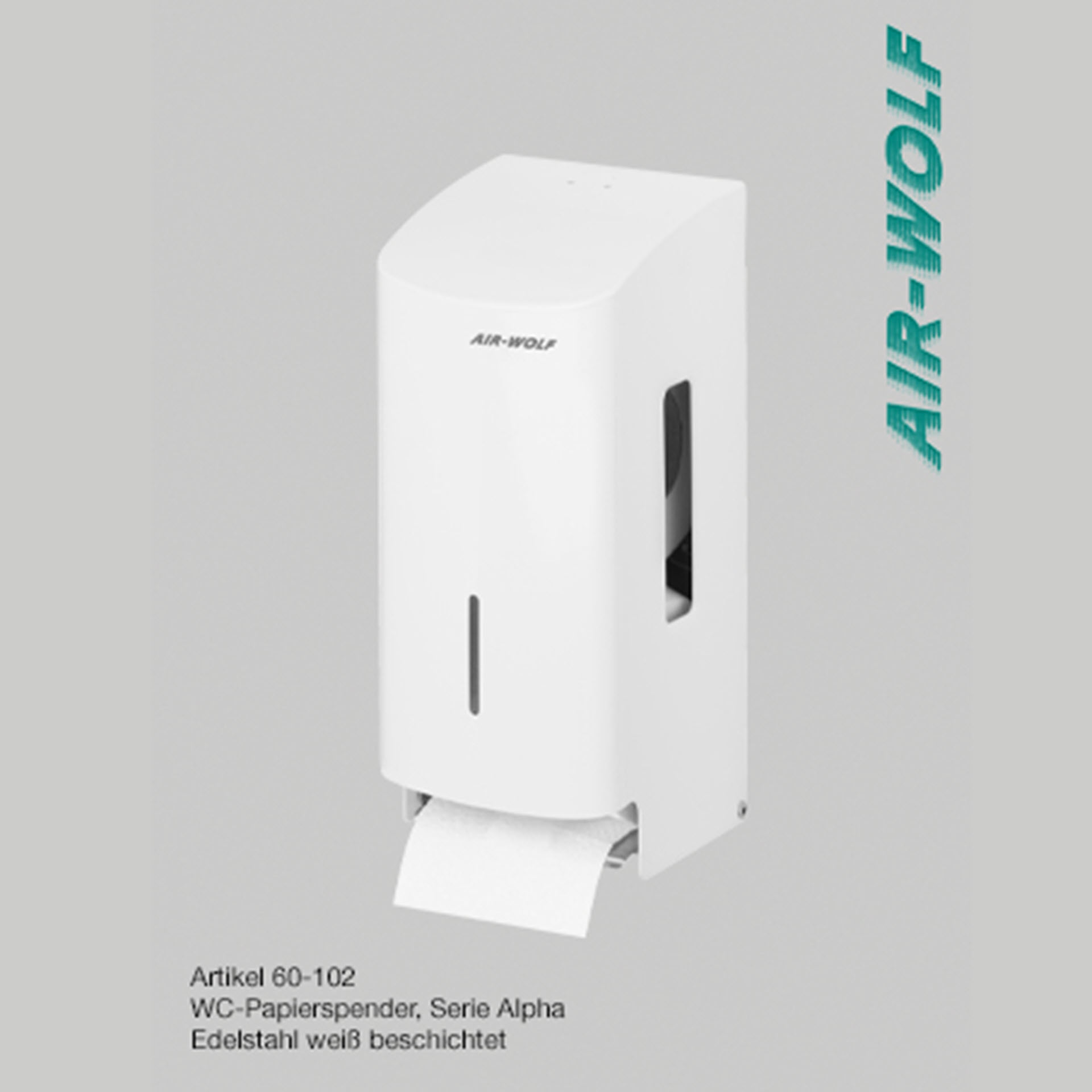 Air-Wolf WC-Papierspender Edelstahl - Serie "Alpha" - für 2 Haushaltsrollen