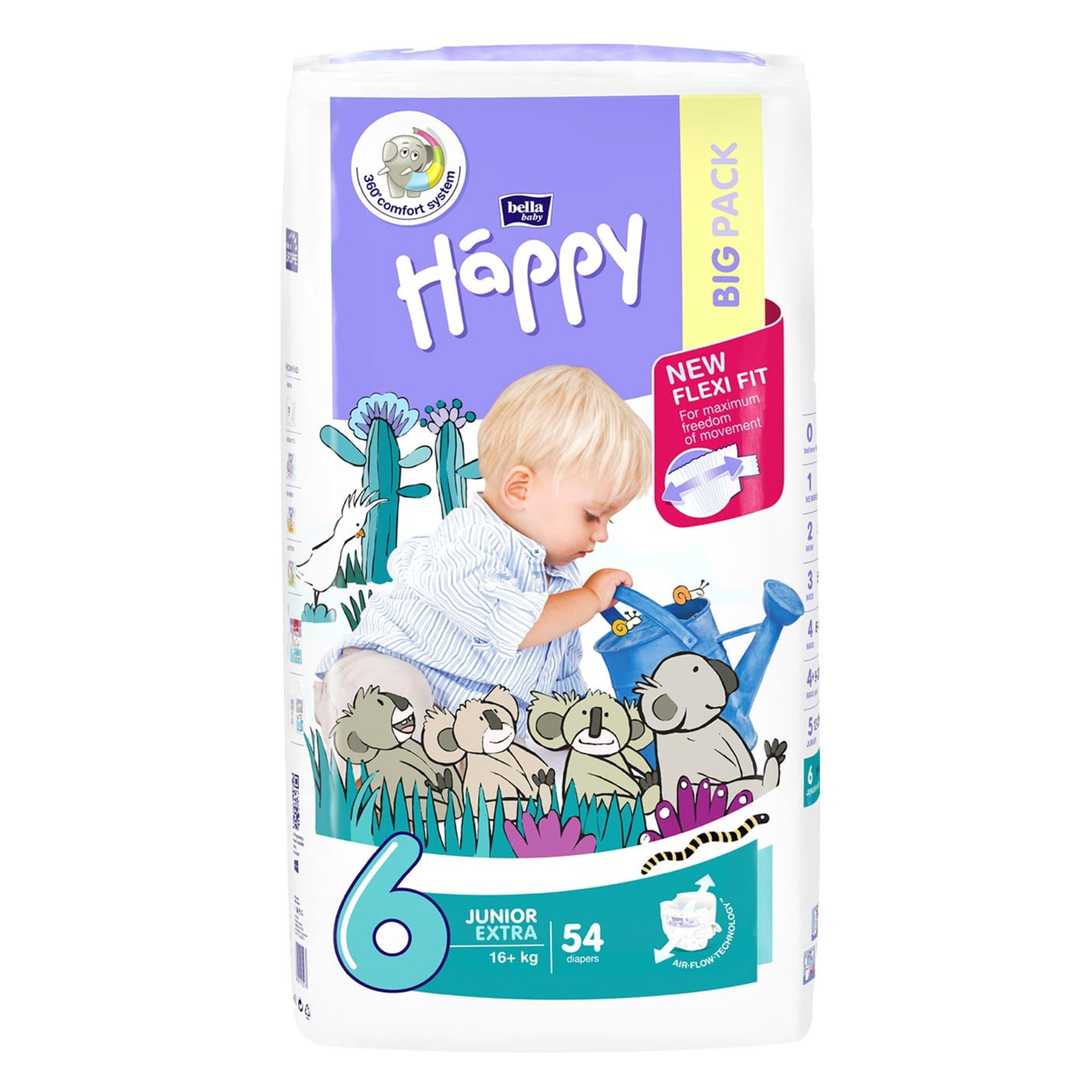 Bella Baby Windeln Junior Extra - Größe 6 (16+ kg) Big Pack mit 54 Stück