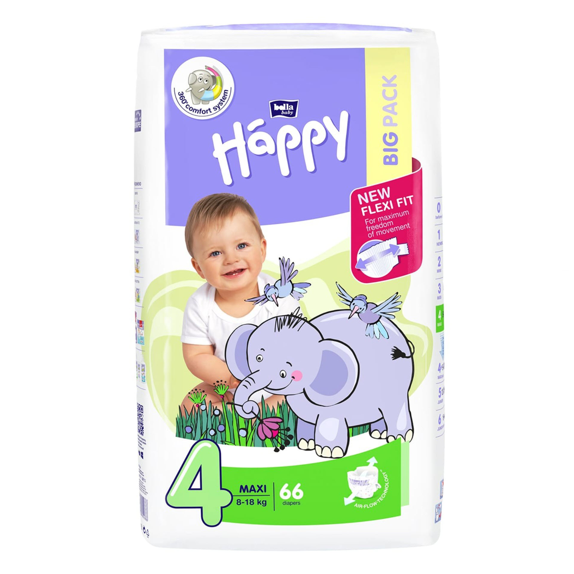 Bella Baby Happy Windeln Maxi - Größe 4 (8-18 kg) Big Pack mit 66 Stück