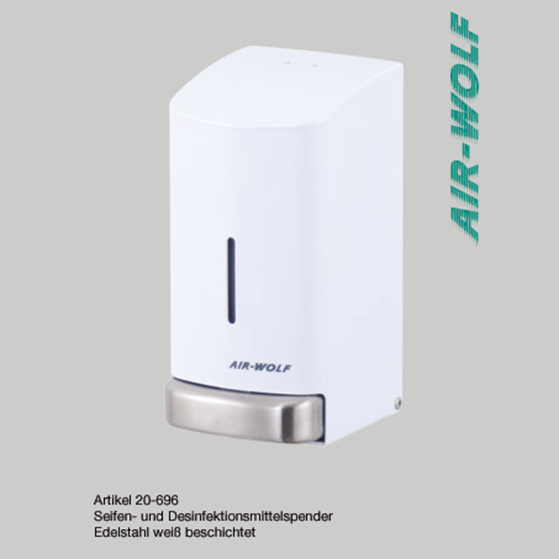 Air-Wolf Seifen- und Desinfektionsmittelspender 0,8 Liter Edelstahl - Serie "Alpha" Air-Wolf Seifen- und Desinfektionsmittelspender 0,8 Liter Edelstahl - Serie "Alpha"