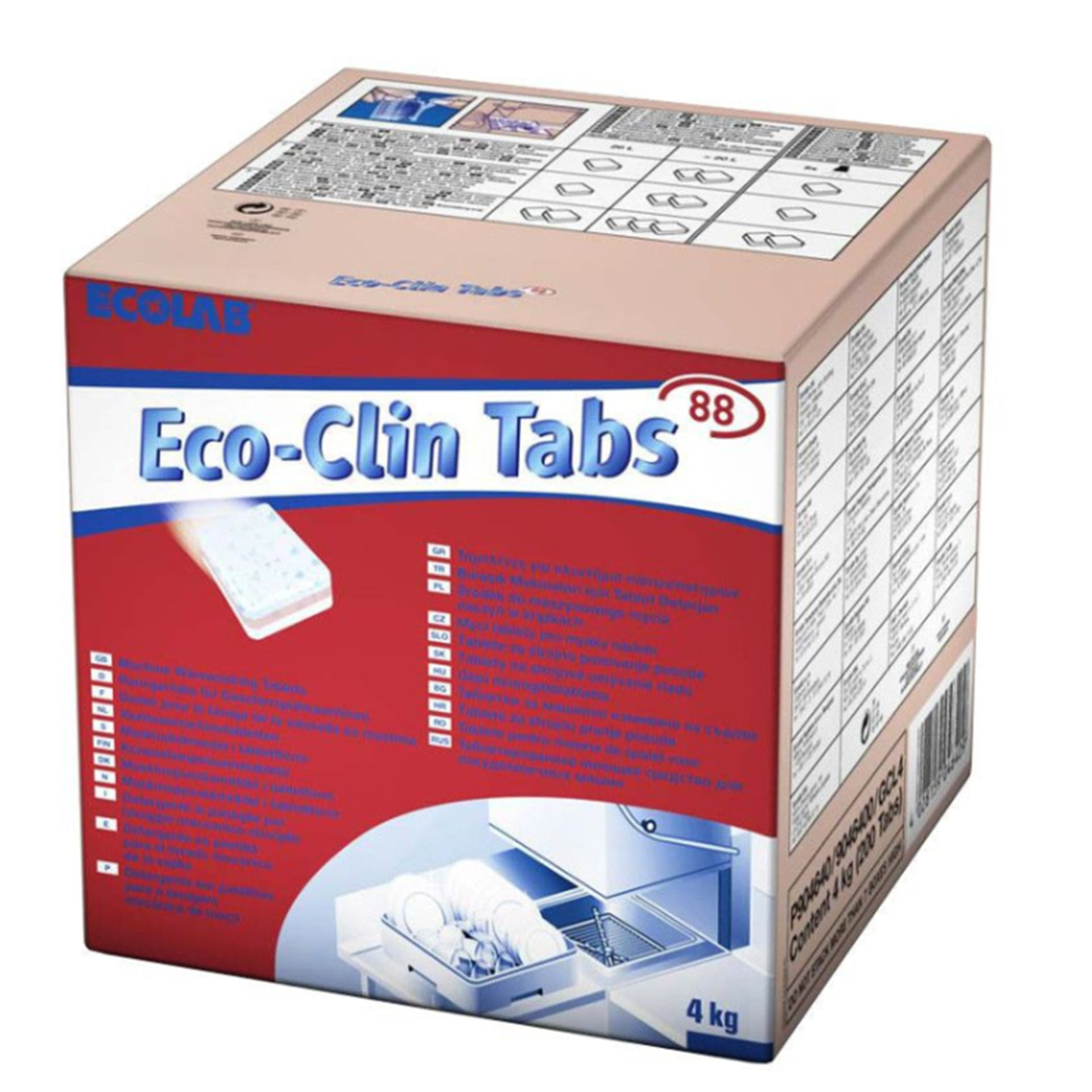 ECOLAB Eco-Clin Tabs 88 (mit 200 Stück)- Geschirrspültabs/Reinigertabs 4kg