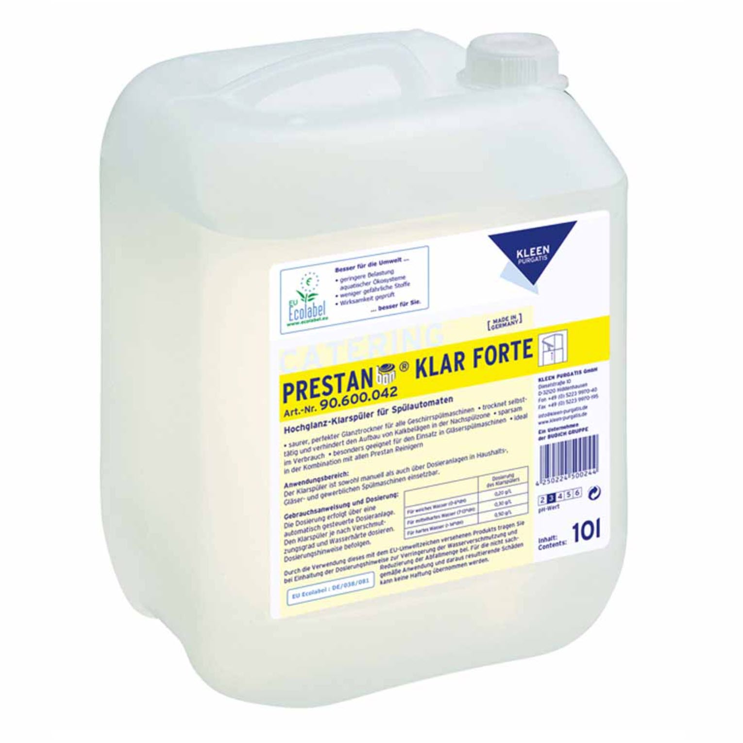 Kleen Purgatis PRESTAN KLAR FORTE – saurer Klarspüler - 10 Liter Kanister