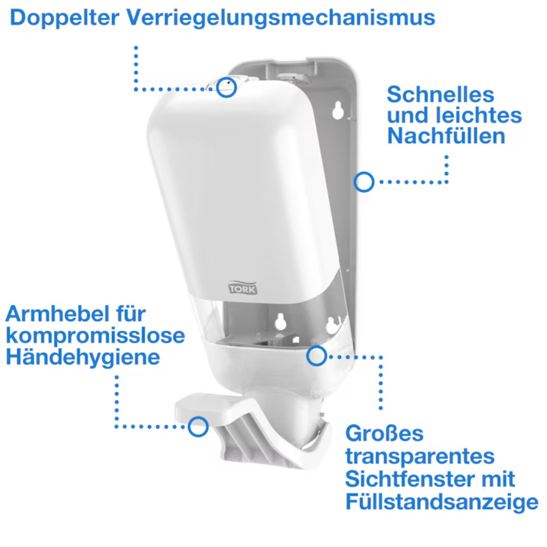 * Tork Spender für Seifen und Händedesinfektionsmittel mit Armhebel Weiß S4 - 564100