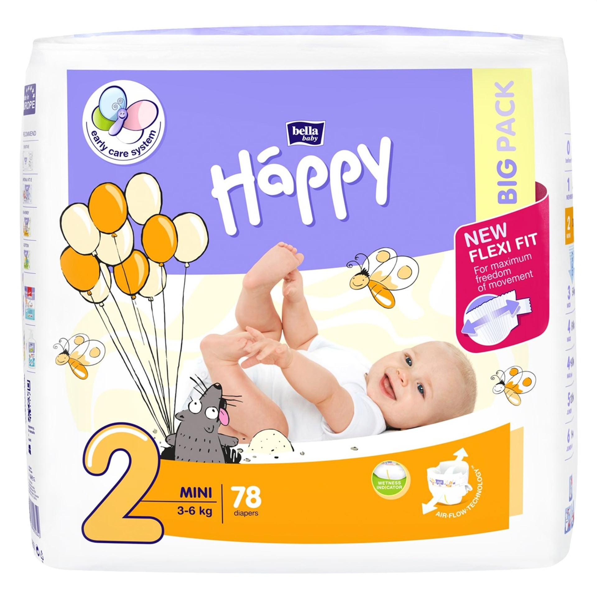 Bella Baby Happy Windeln Mini - Größe 2 (3-6 kg) Big Pack mit 78 Stück