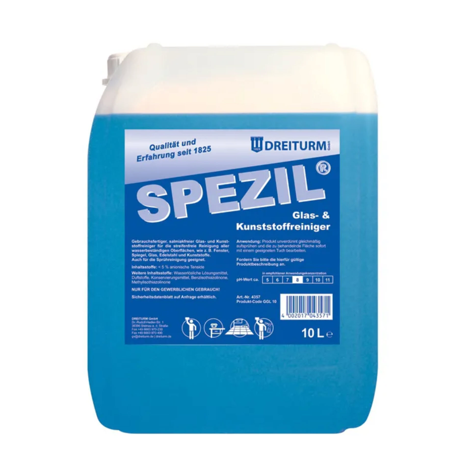 Dreiturm SPEZIL® Glas- und Kunststoffreiniger 10 Liter Kanister