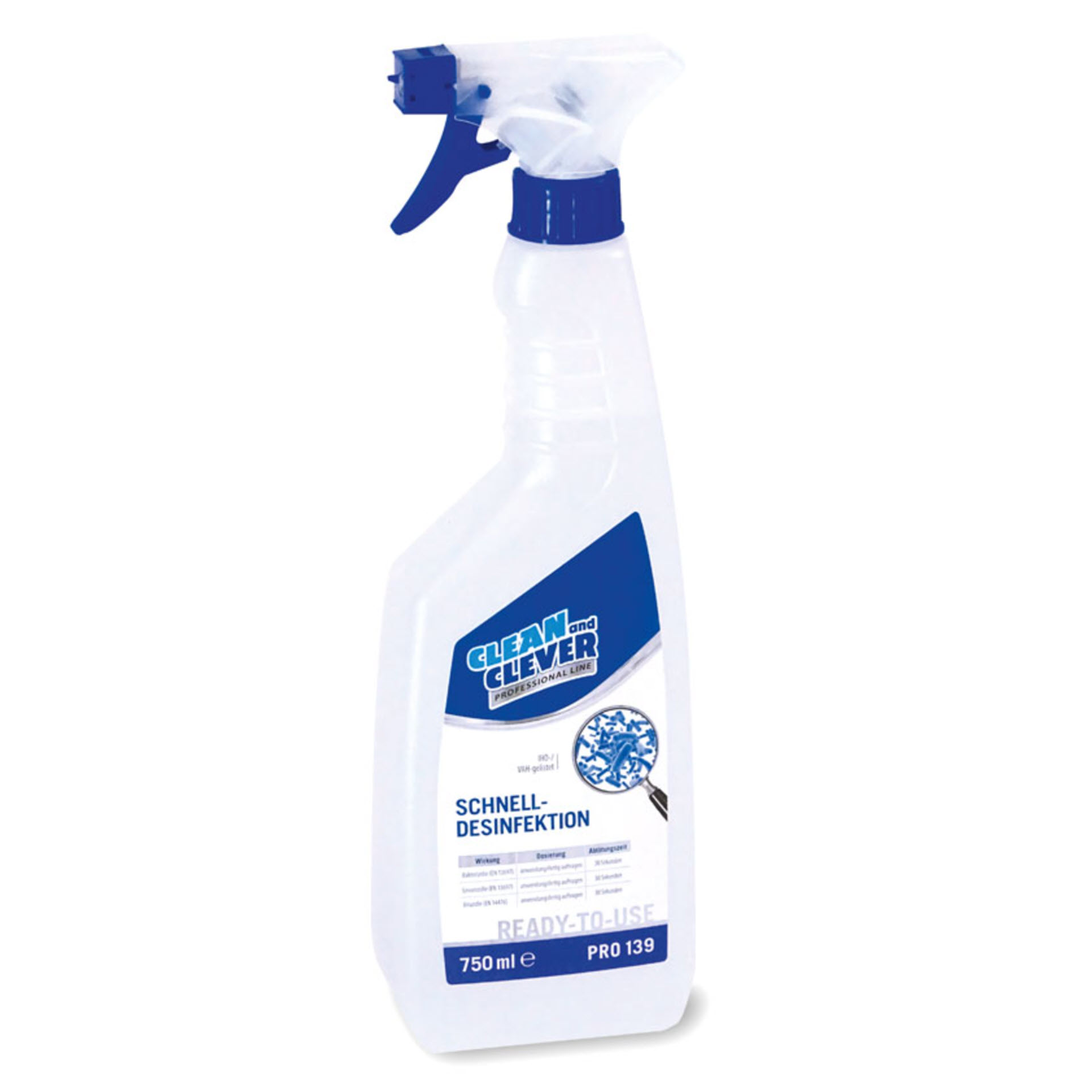 CLEAN and CLEVER PROFESSIONAL Schnelldesinfektion PRO 139 - 750 ml Sprühflasche