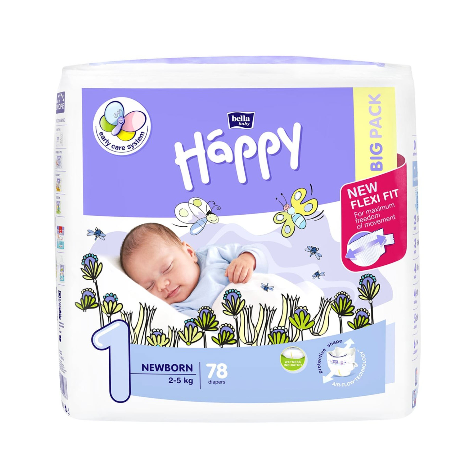 Bella Baby Happy Windeln Newborn - Größe 1 (2-5 kg) Big Pack mit 78 Stück