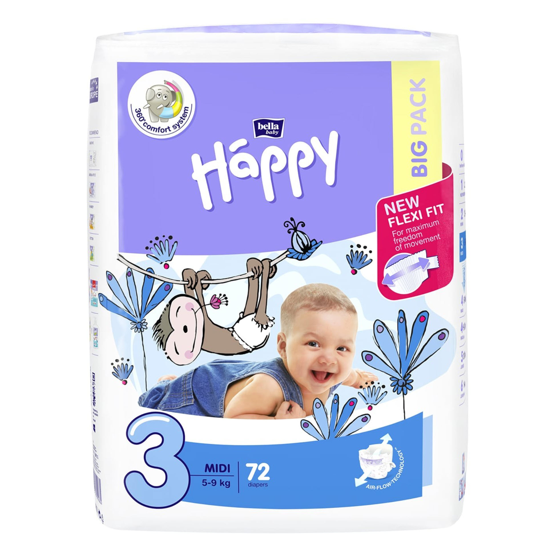 Bella Baby Happy Windeln Midi - Größe 3 (5-9 kg) Big Pack mit 72 Stück